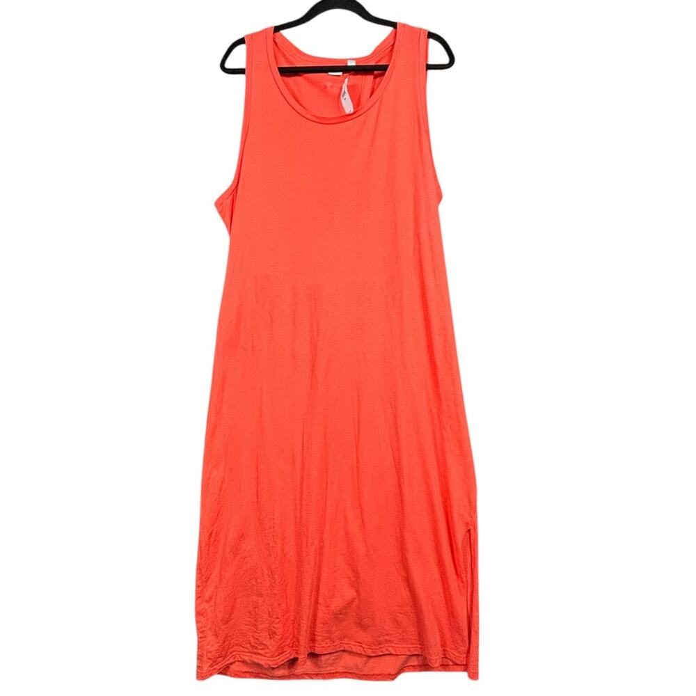Gap Fitted Knit Tie-Back Midi DressWomens XXL Orange Fire Coral Sleeveless NEW